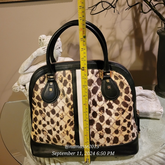 L.A.M.B. Gwen Stefani Leopard Kingston Dome Bowler Bag Designer Leather #41 - Picture 9 of 16